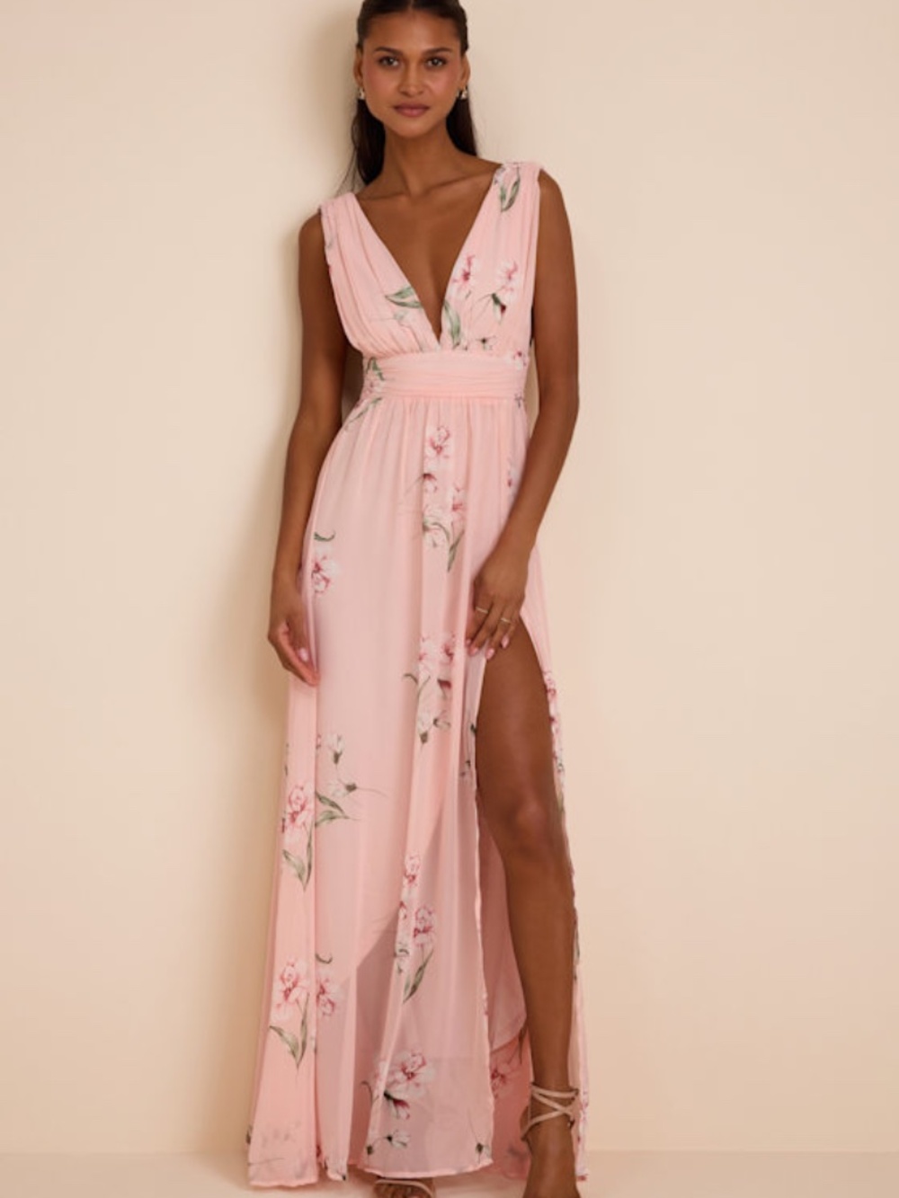 Lulus Garden Meandering Light Pink Floral Print Maxi Dress - Size S